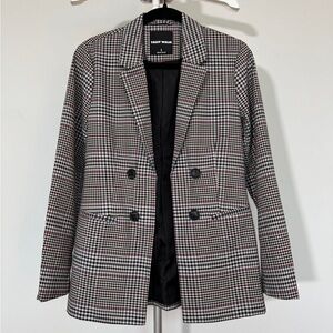 Trendy Double-Breasted Plaid Jacket